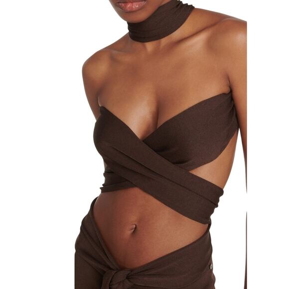 Aya Muse Sinu Cutout Halter Maxi Dress in Chocolate XS - Picture 10 of 11